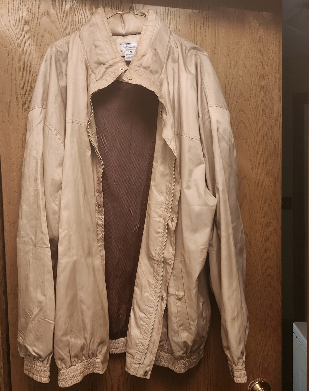 Beige Lightweight Zip Windbreaker Jacket